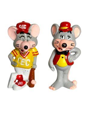 Vtg 1985 Chuck E. Cheese Mouse Showbiz Pizza Baseball & Formal Attire Figures Se